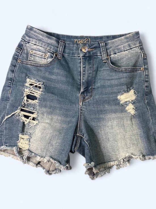Rue21 Pants - rue21 Curvy High-Rise Distressed Denim Shorts